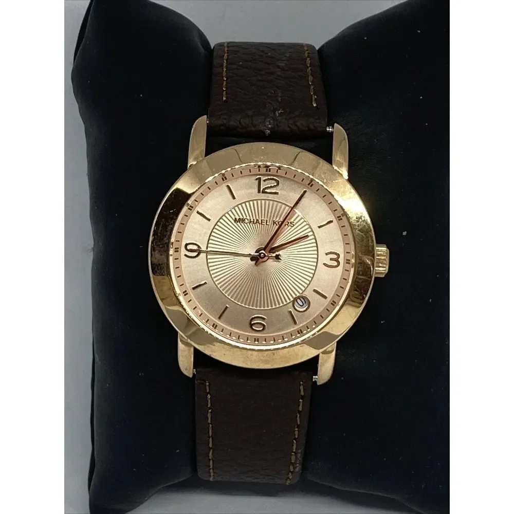 Michael Kors MK3486 Women's Brown Leather Analog Dial Quartz Wrist Watch KS555